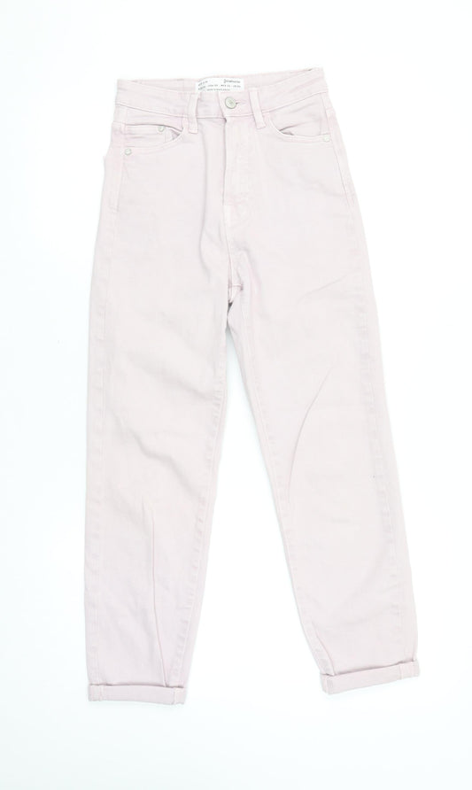 Womens UK Size 8 Stradivarius Regular Fit Mom Pink Jeans