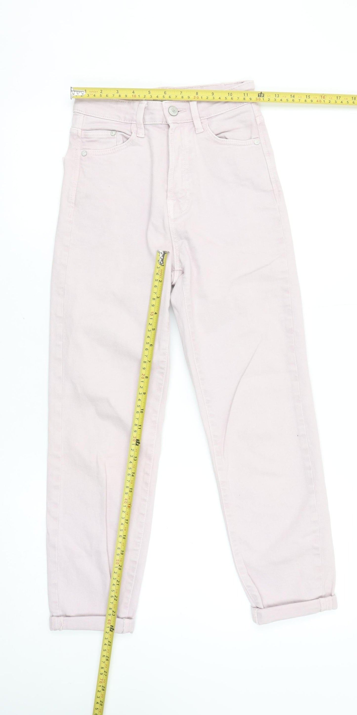 Womens UK Size 8 Stradivarius Regular Fit Mom Pink Jeans