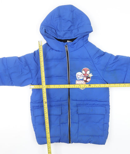 George Boys Blue Marvel Spider-Man Puffer Jacket Hooded 7-8 Years