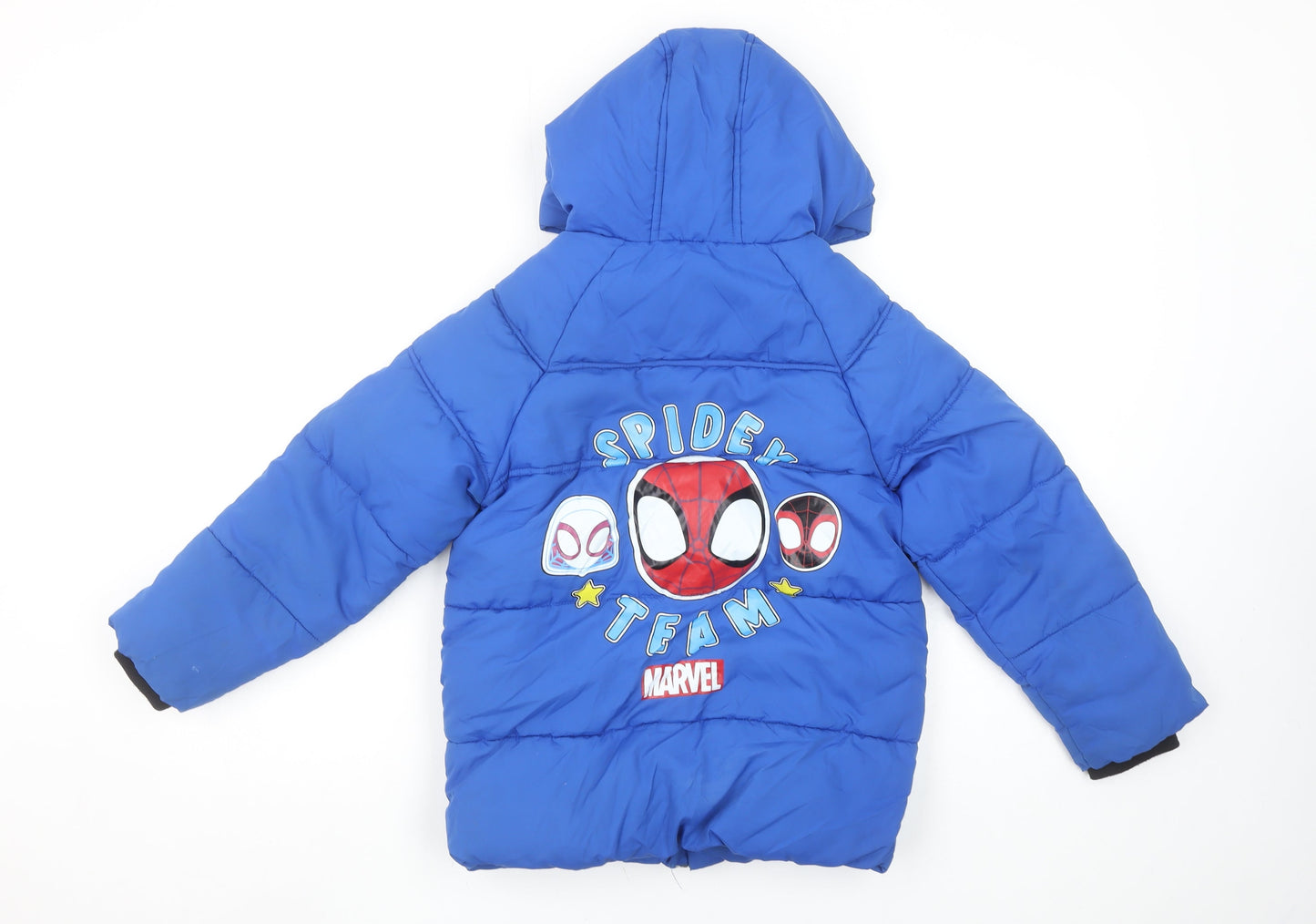 George Boys Blue Marvel Spider-Man Puffer Jacket Hooded 7-8 Years