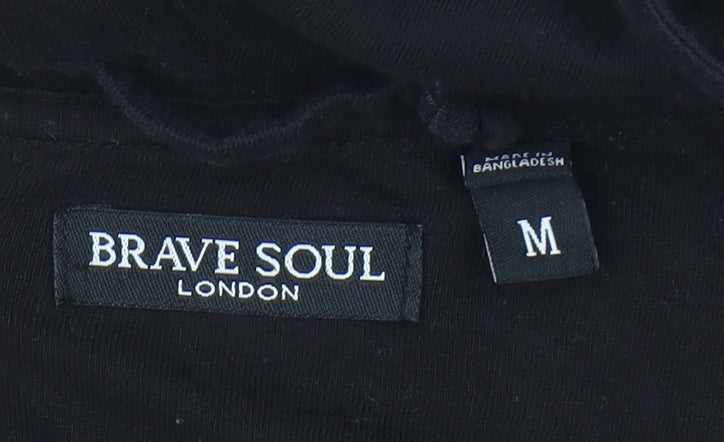Mens UK Size M Brave Soul Black Pullover Hoodie