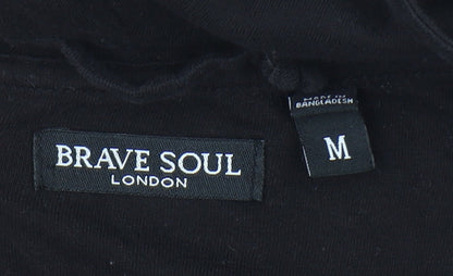 Mens UK Size M Brave Soul Black Pullover Hoodie
