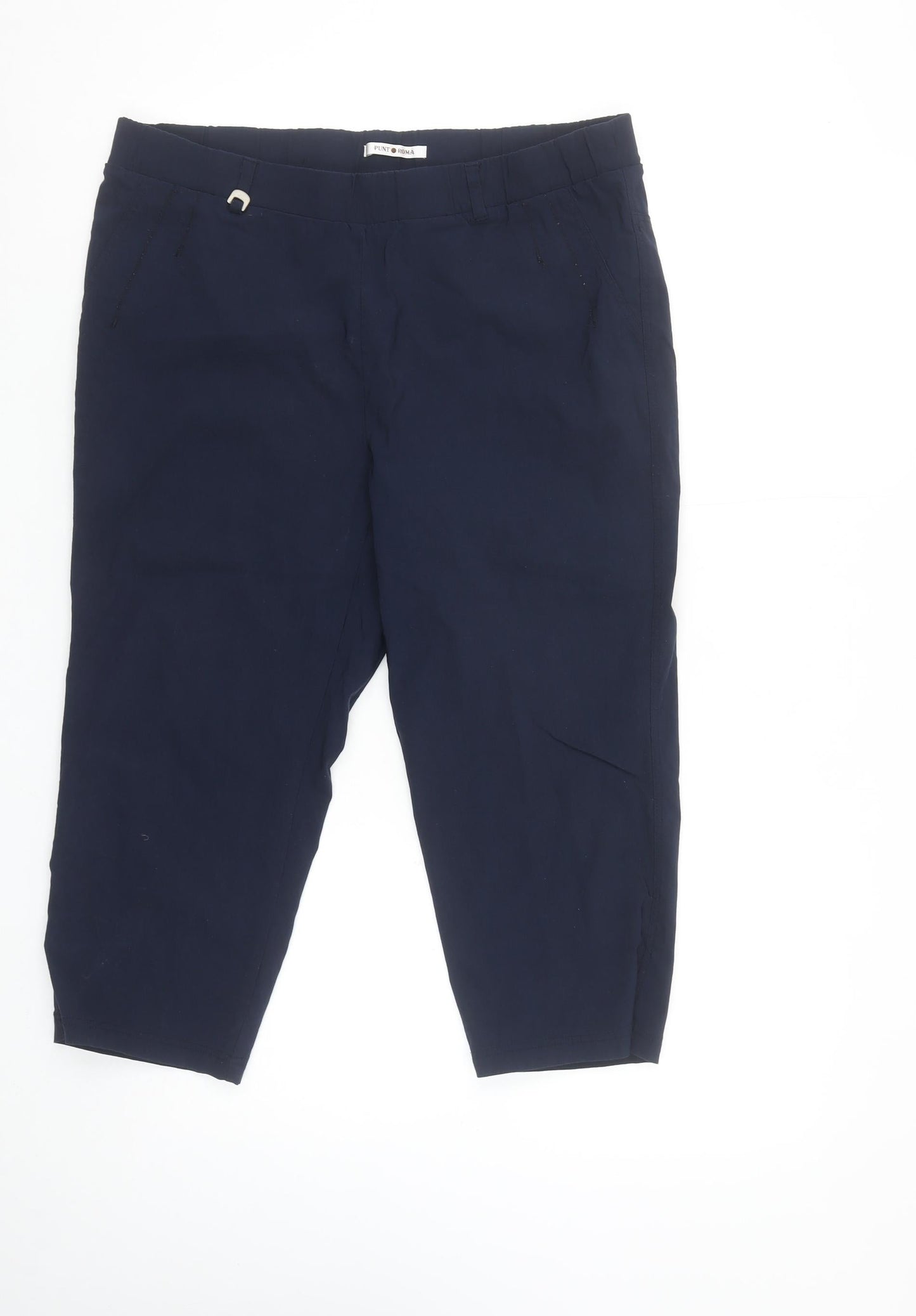 Womens UK Size L Punt Roma Regular Fit Cropped Blue Trousers