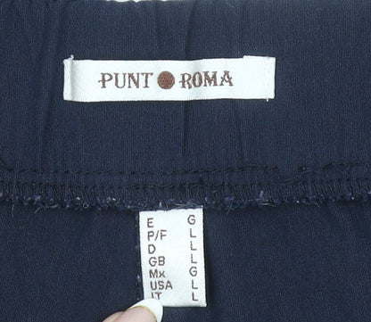 Womens UK Size L Punt Roma Regular Fit Cropped Blue Trousers