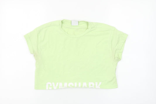 Gymshark Women's Green Cropped T-Shirt Size S Regular Fit