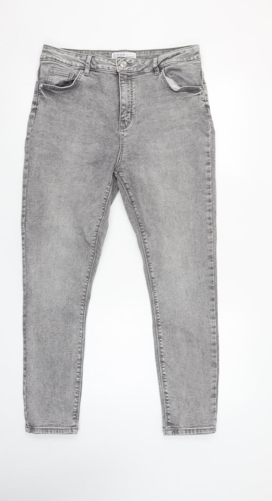 Primark Women Grey Skinny High Rise Jeans Size 16 Regular