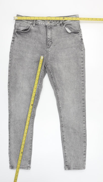 Primark Women Grey Skinny High Rise Jeans Size 16 Regular