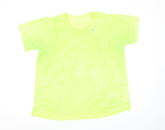 Nike Women's Yellow Dri-FIT Short Sleeve Athletic T-Shirt XL
