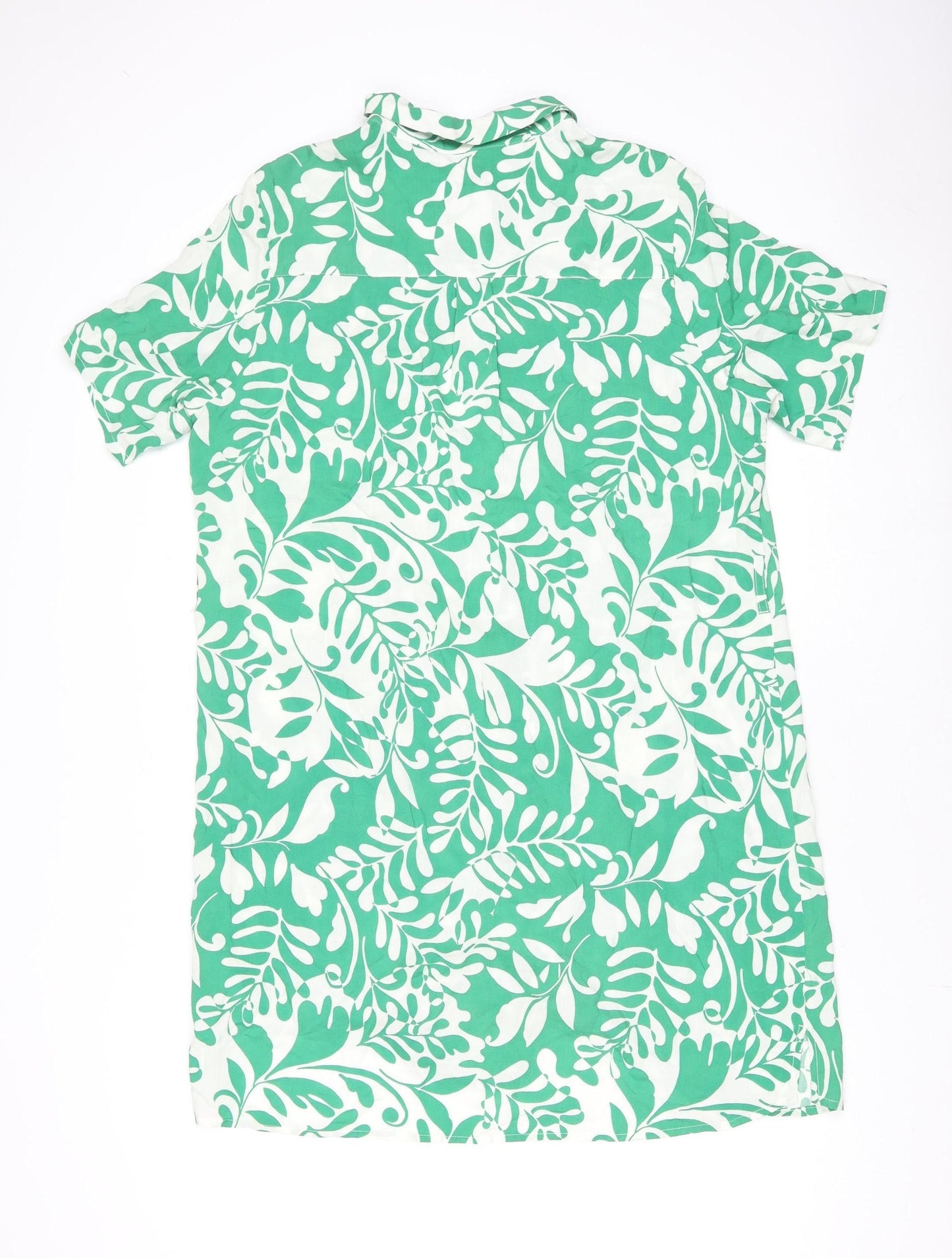 F&F Women Green Tropical Floral Cotton Button-Up Shirt UK 14