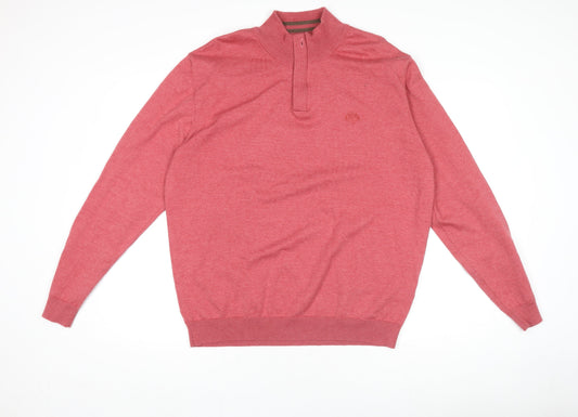 Womens UK Size 2XL Paul Costelloe Red Henley Jumper