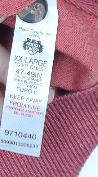 Womens UK Size 2XL Paul Costelloe Red Henley Jumper