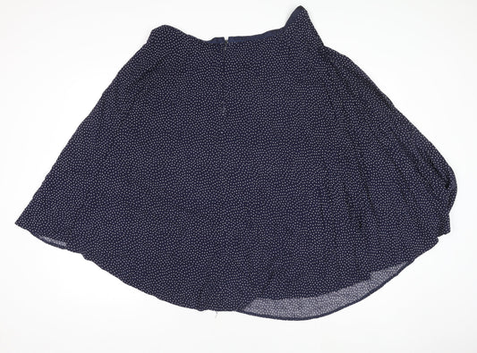 Monsoon Women Blue Polka Dot A-Line Knee Length Skirt Size 16