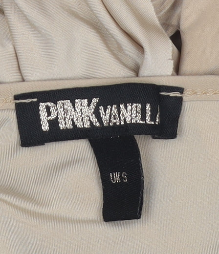 Womens UK Size S Pink Vanilla Beige Cropped Blouse