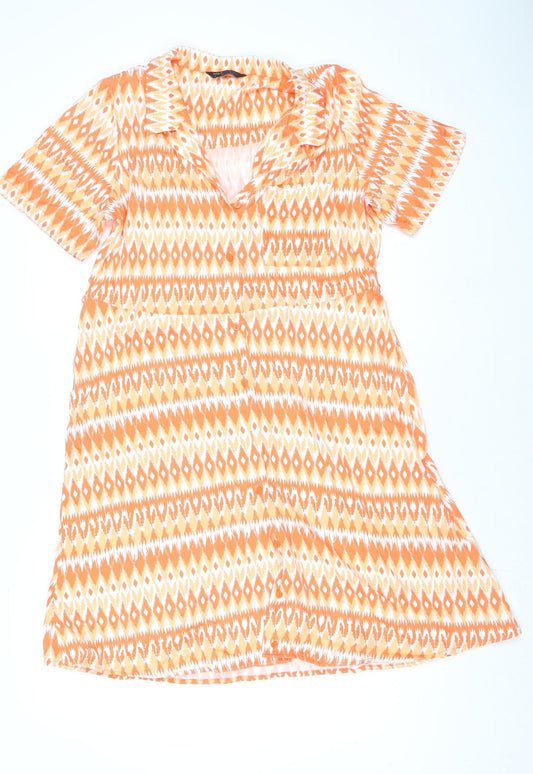 Marks and Spencer Women Orange Geometric Shift Dress Size 14