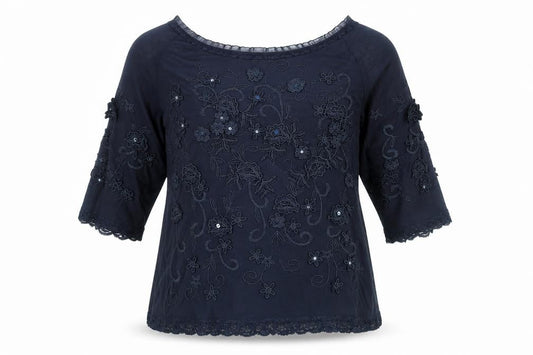 Womens UK Size L Jacques Vert Blue Tunic Blouse
