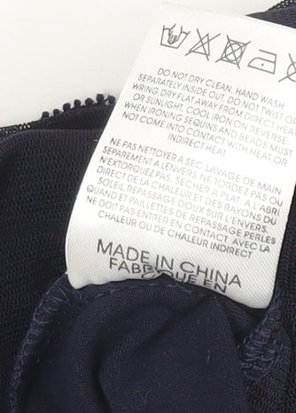 Jacques Vert Women's Navy Blue Embroidered Lace Tunic Blouse Size L