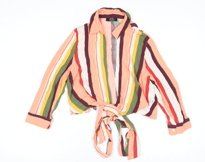 Womens UK Size L Bershka Multicoloured Cropped Blouse