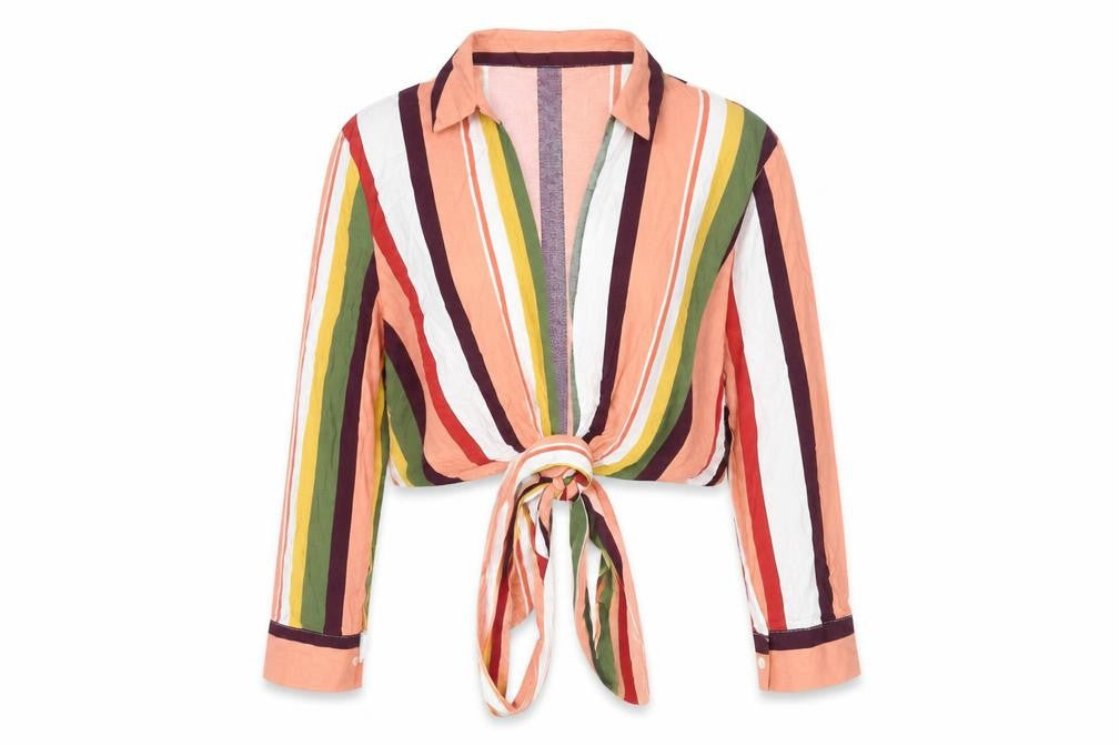 Womens UK Size L Bershka Multicoloured Cropped Blouse
