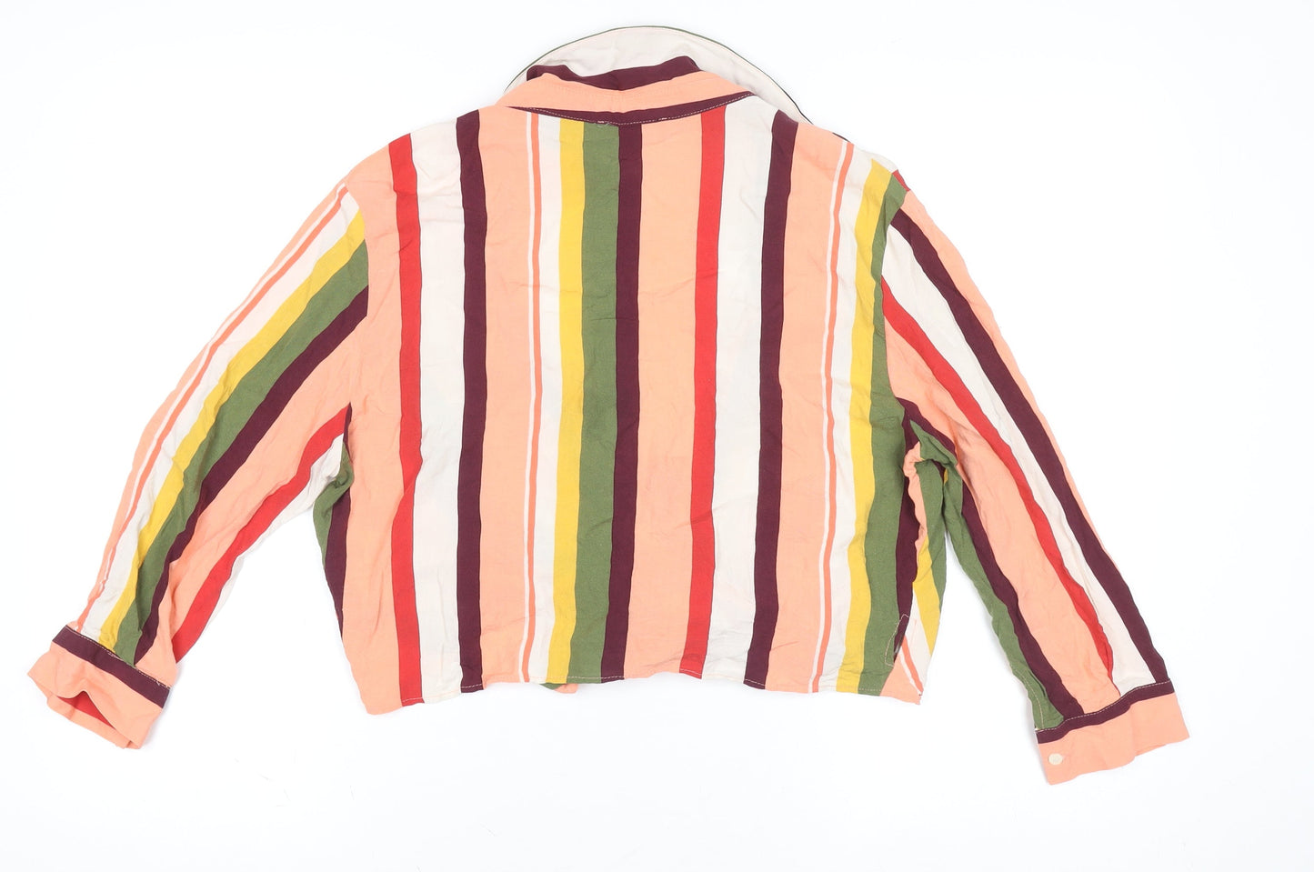 Womens UK Size L Bershka Multicoloured Cropped Blouse