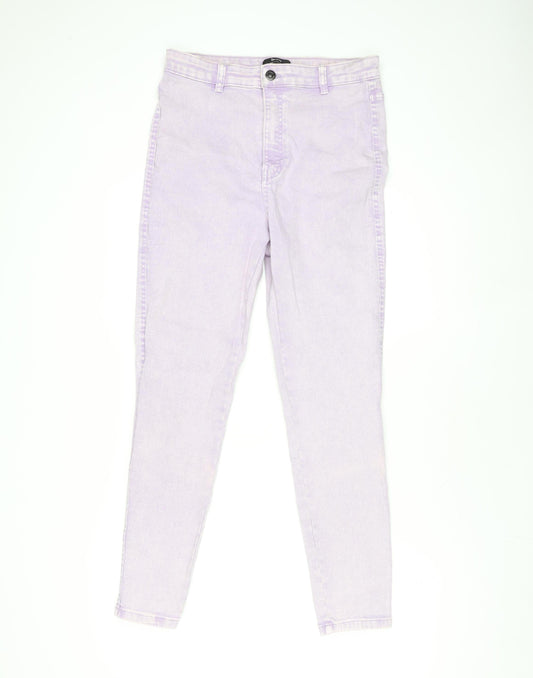 Bershka Womens Purple Skinny High Rise Stretch Denim Jeans Size 14