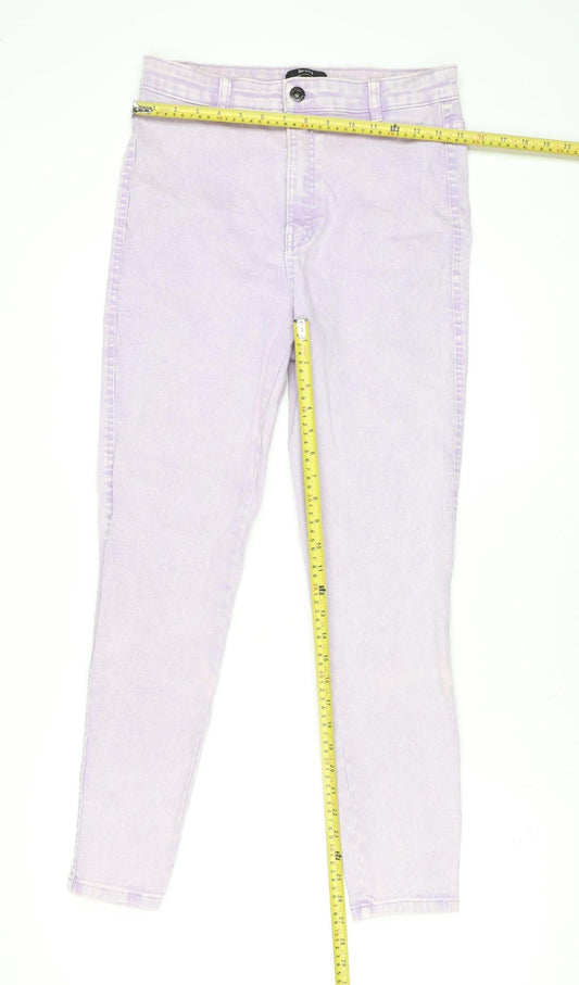 Bershka Womens Purple Skinny High Rise Stretch Denim Jeans Size 14