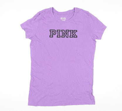 Pink Girls Purple XS Basic Crew Neck Short Sleeve Cotton T-Shirt