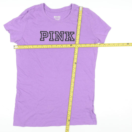 Pink Girls Purple XS Basic Crew Neck Short Sleeve Cotton T-Shirt
