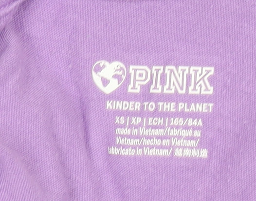 Pink Girls Purple XS Basic Crew Neck Short Sleeve Cotton T-Shirt