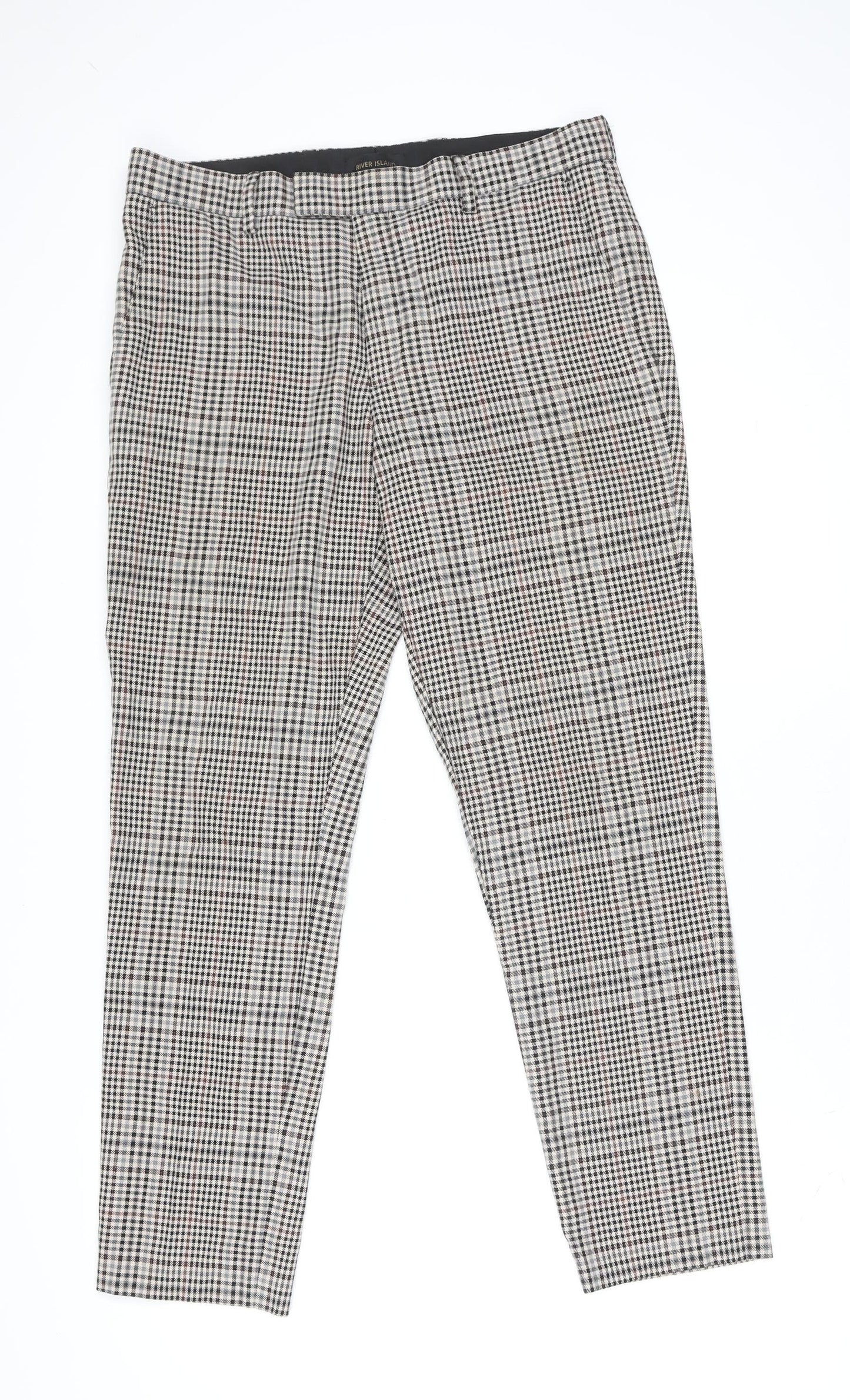 River Island Men's Multicoloured Check Slim Chino Trousers 32W 34L