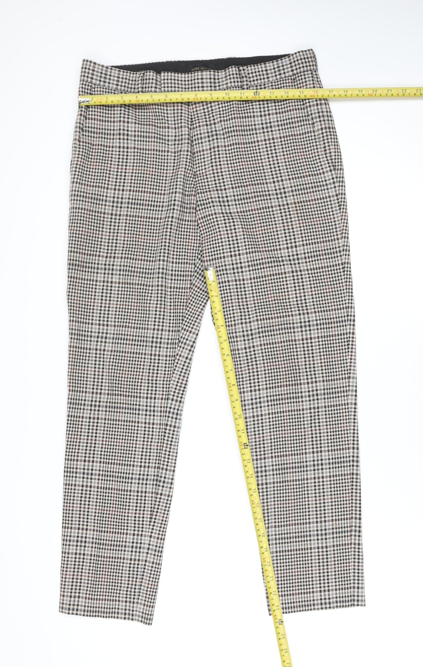 River Island Men's Multicoloured Check Slim Chino Trousers 32W 34L