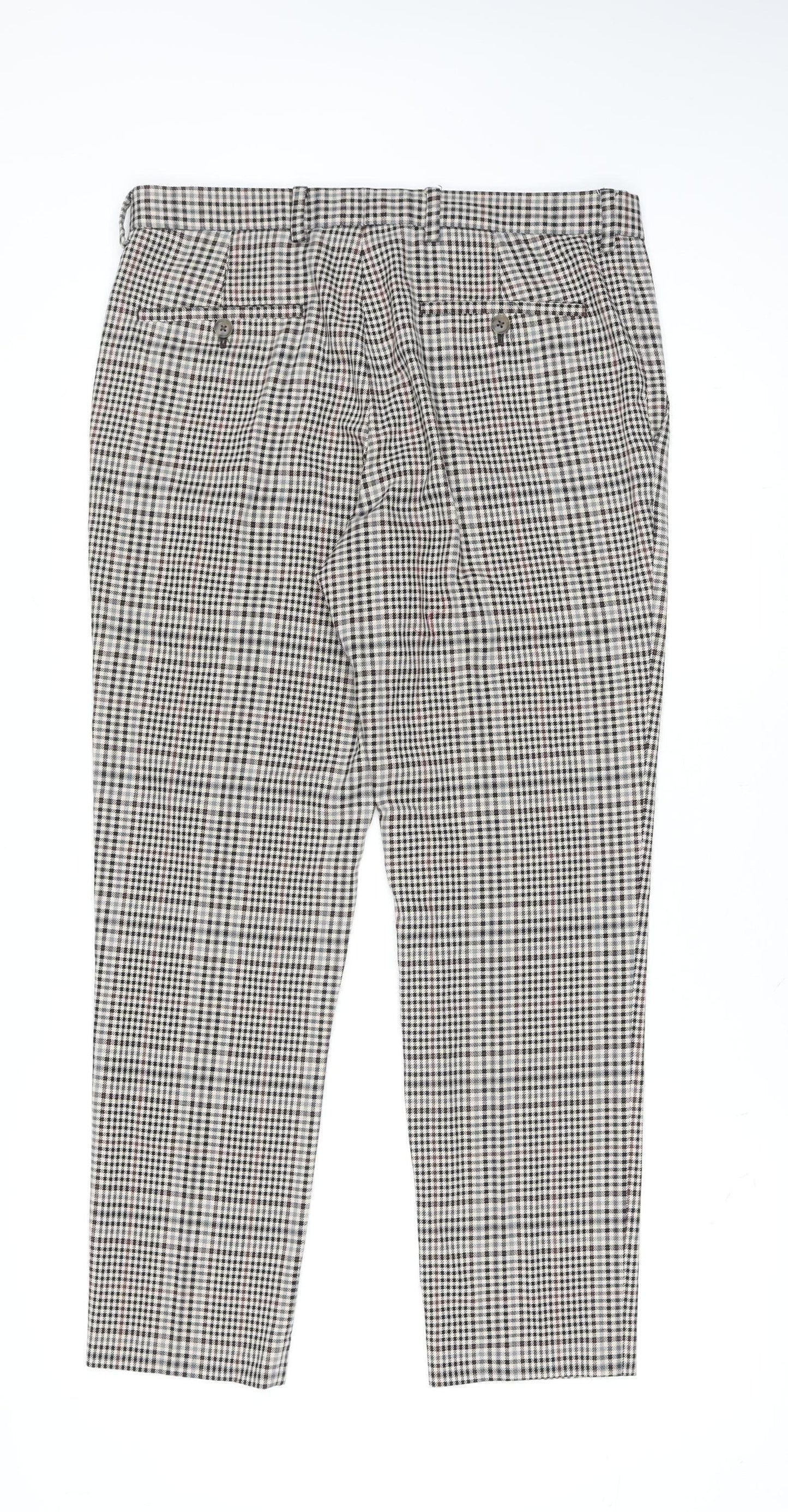 River Island Men's Multicoloured Check Slim Chino Trousers 32W 34L
