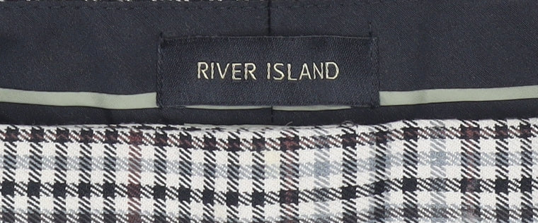 River Island Men's Multicoloured Check Slim Chino Trousers 32W 34L