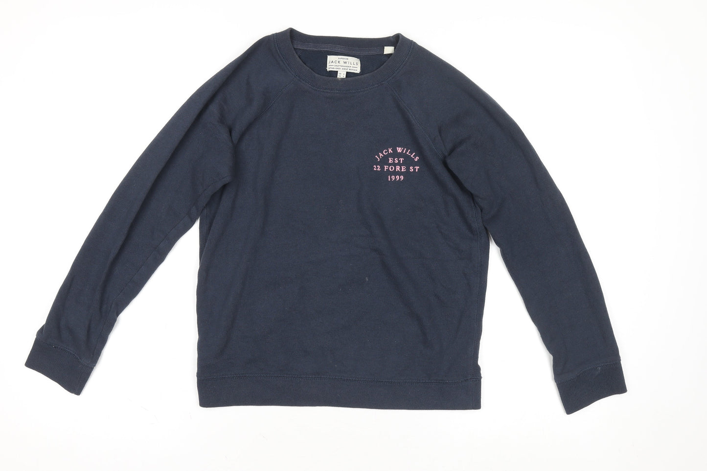 Jack Wills Women's Blue Crew Neck Cotton Pullover Jumper UK 8