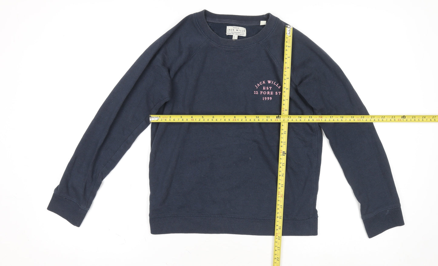 Jack Wills Women's Blue Crew Neck Cotton Pullover Jumper UK 8