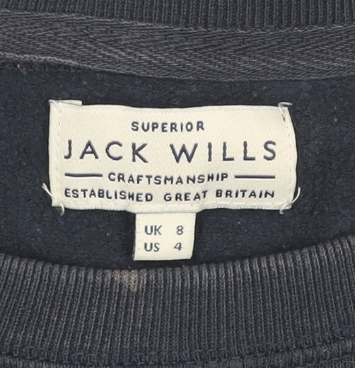 Jack Wills Women's Blue Crew Neck Cotton Pullover Jumper UK 8
