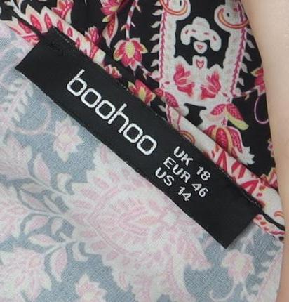 Boohoo Womens Pink Floral Wrap Dress Size 18 Long Sleeve V-Neck