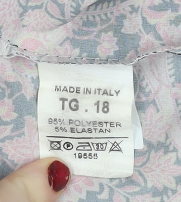 Boohoo Womens Pink Floral Wrap Dress Size 18 Long Sleeve V-Neck