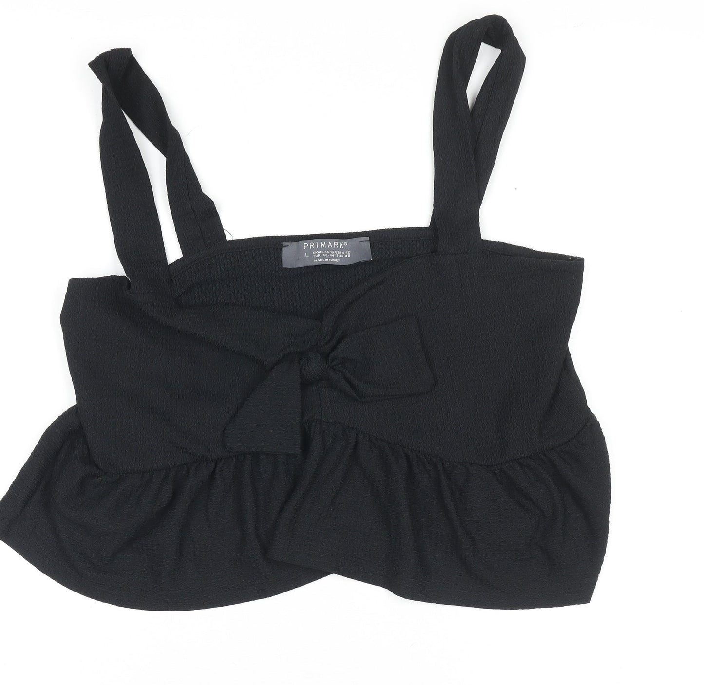 Primark Women’s Black Camisole Tank Top L with Bow Detail