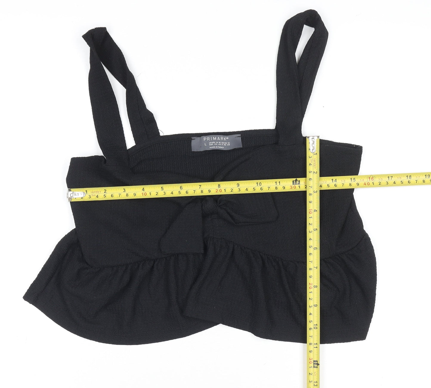 Primark Women’s Black Camisole Tank Top L with Bow Detail