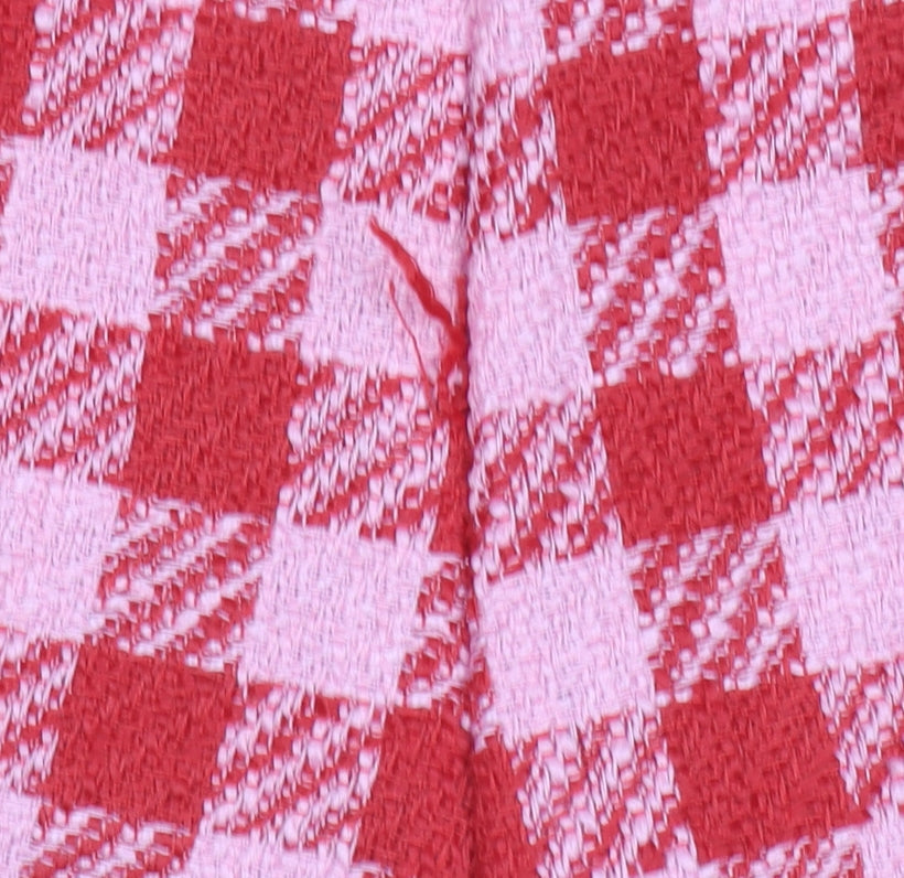 Primark Women Red Pink Check Chino Shorts Size 16 Bouclé Patterned
