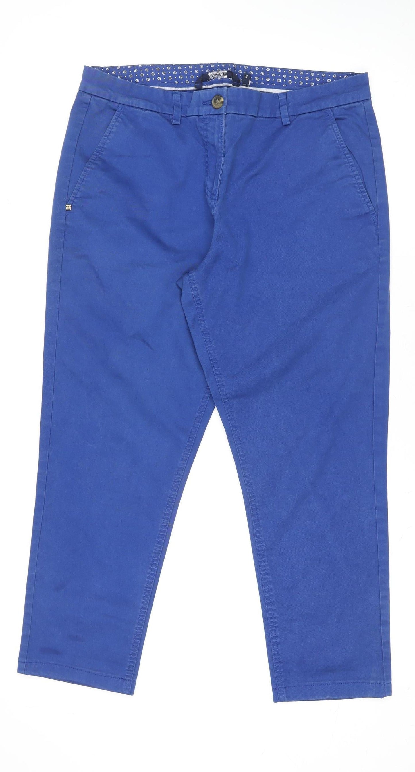 Maine New England Men's Blue Regular Chino Trousers Size 14