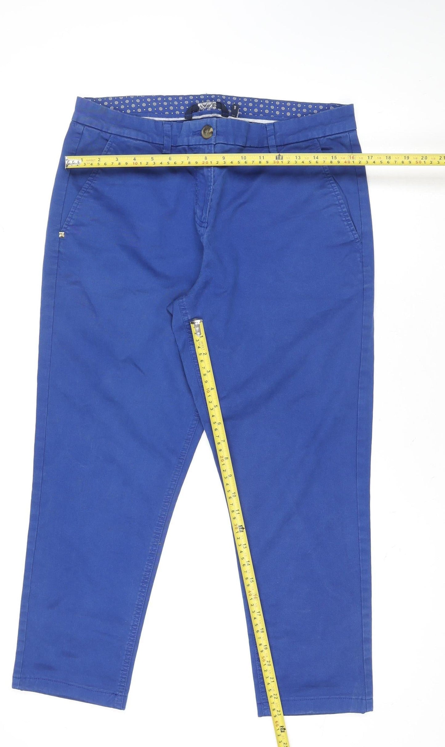 Maine New England Men's Blue Regular Chino Trousers Size 14
