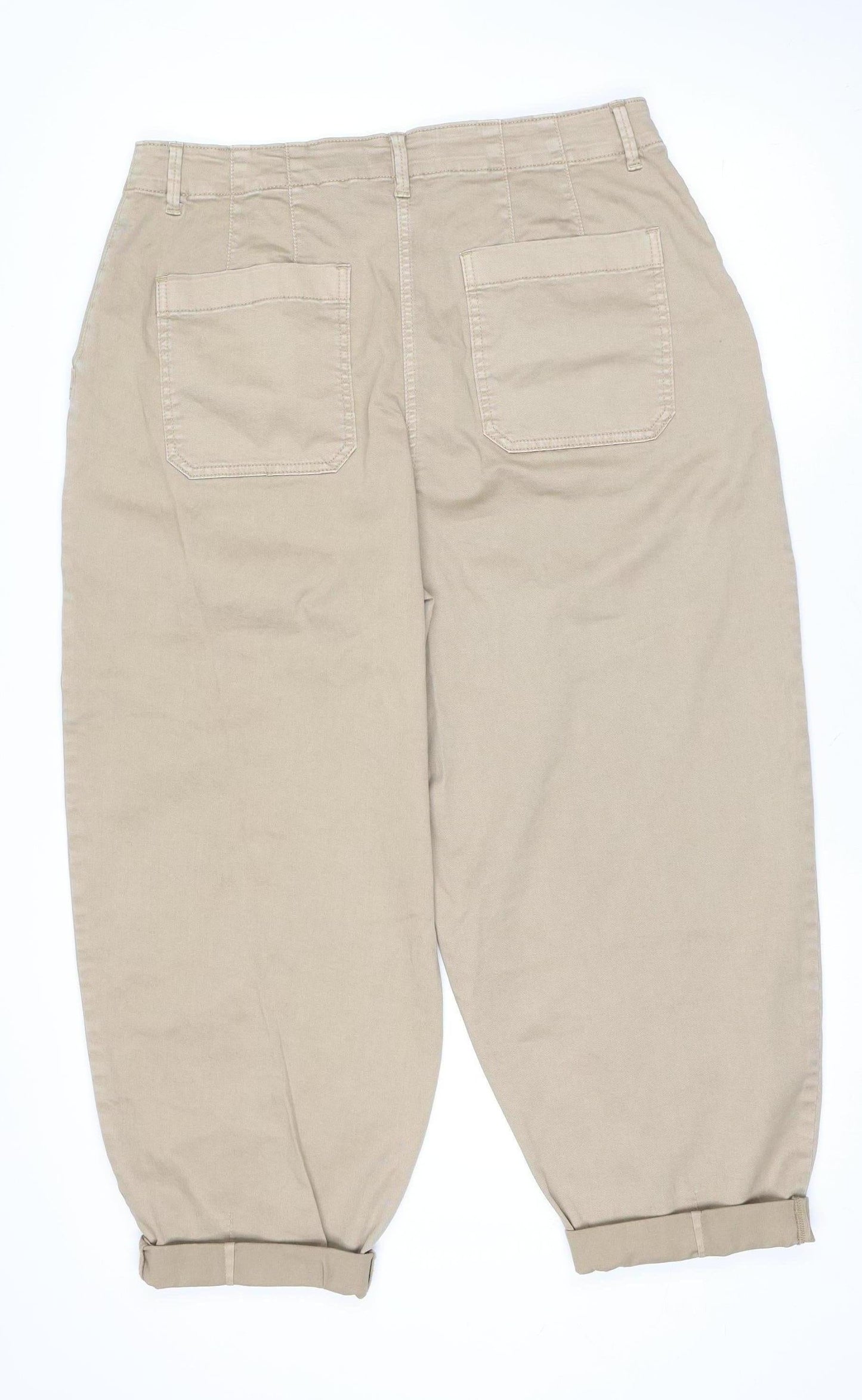 Marks and Spencer Per Una Beige Cargo Trousers Unisex Adults Size 16 Relaxed Fit
