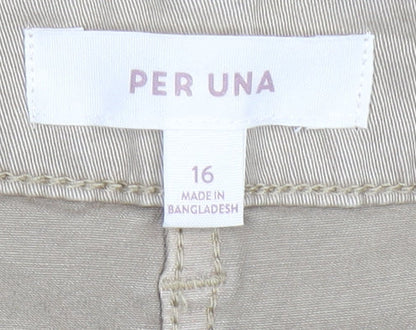 Marks and Spencer Per Una Beige Cargo Trousers Unisex Adults Size 16 Relaxed Fit