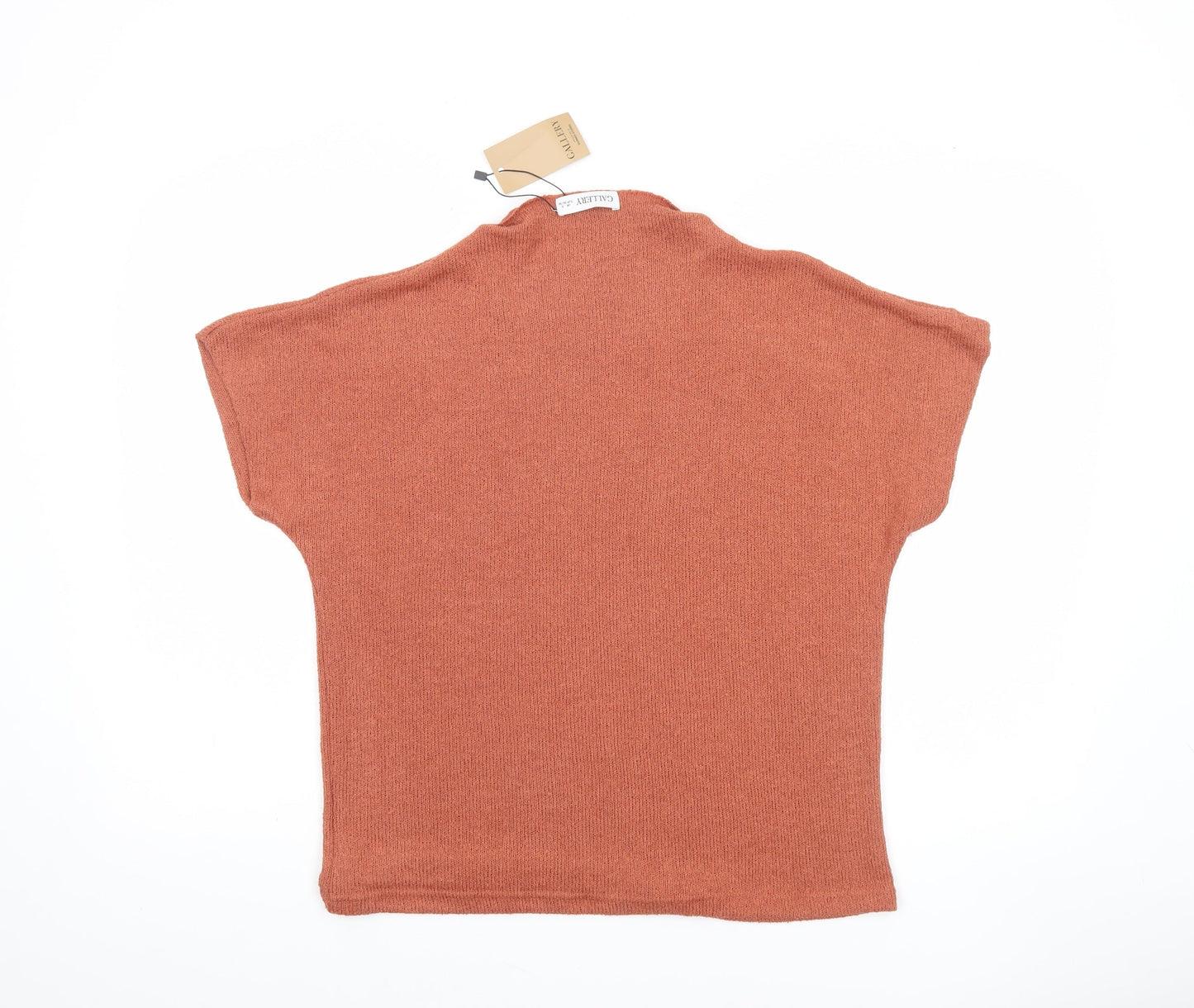 Gallery Women Rust Short Sleeve Knit Jumper Size S Viscose Blend