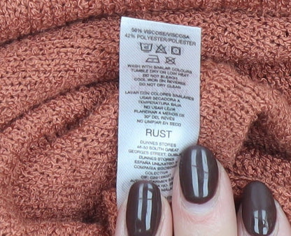 Gallery Women Rust Short Sleeve Knit Jumper Size S Viscose Blend