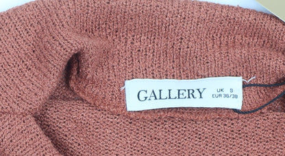 Gallery Women Rust Short Sleeve Knit Jumper Size S Viscose Blend