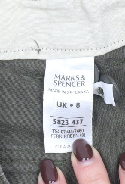 Marks and Spencer Women’s Green Cotton Cargo Shorts Size 8
