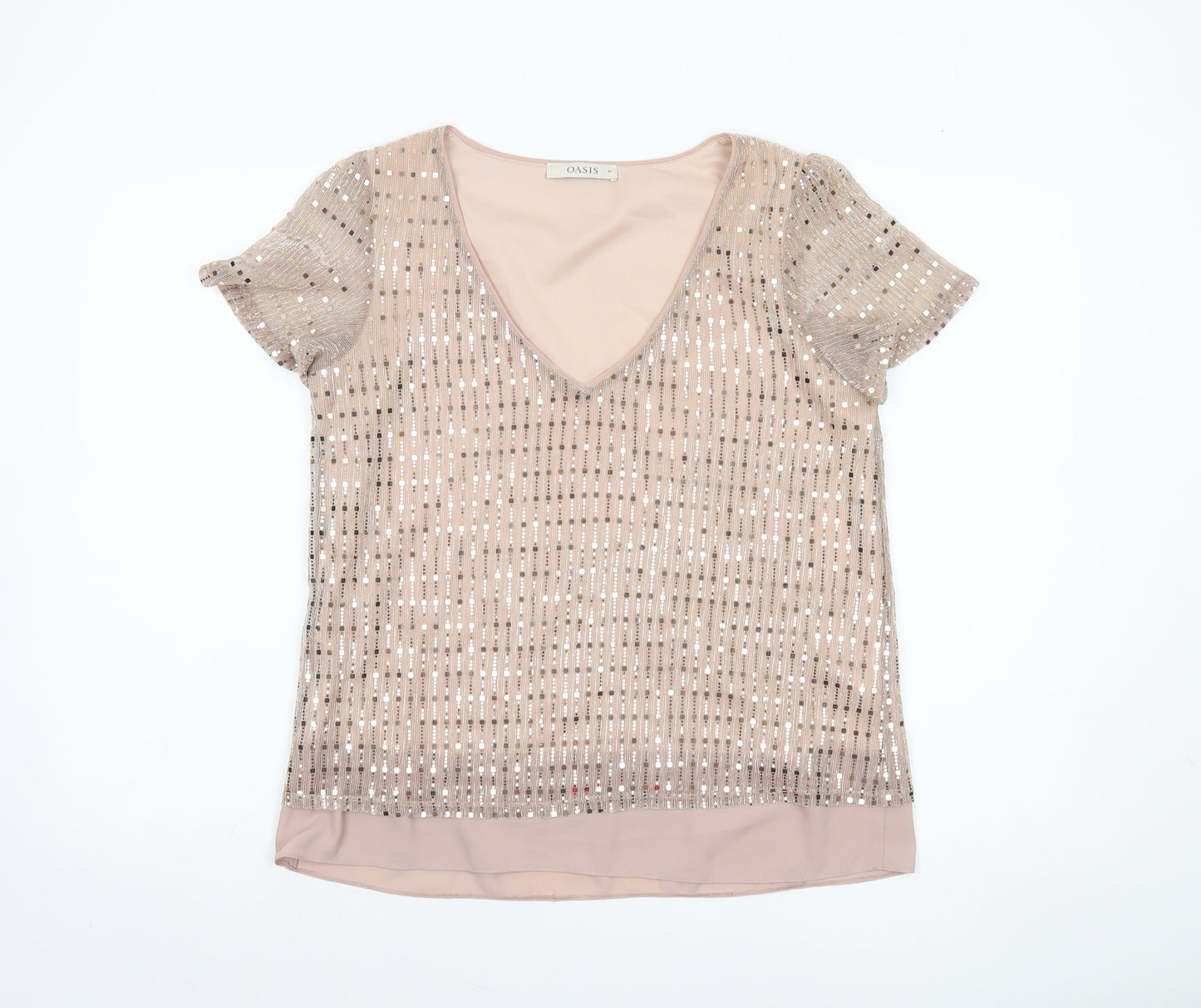 Womens UK Size 12 Oasis Beige Basic Blouse