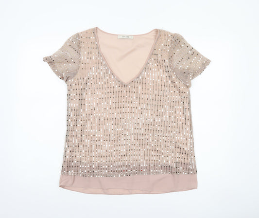 Womens UK Size 12 Oasis Beige Basic Blouse